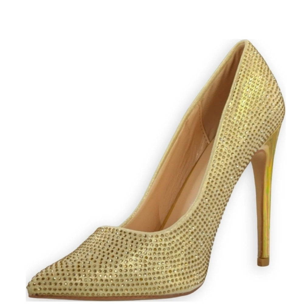 Lauren Lorraine Sparkling Gold Heels